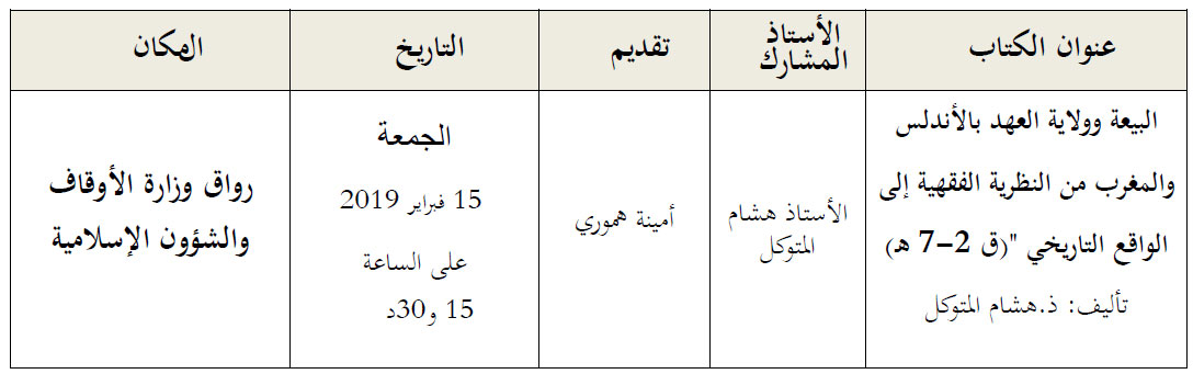 الأستاذ هشام المتوكل البيعة وولاية العهد بالأندلس والمغرب من النظرية الفقهية إلى الواقع التاريخي
